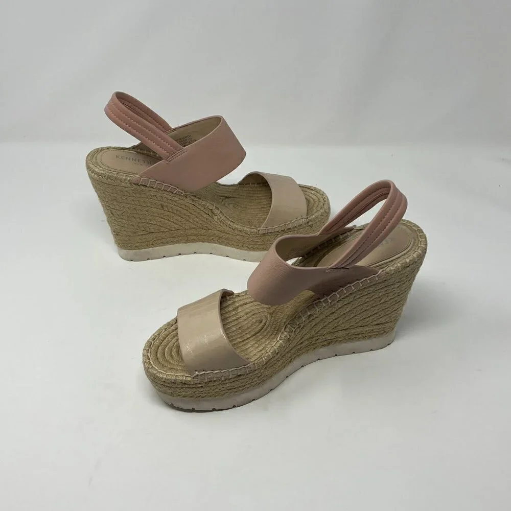 Kenneth Cole wedge espadrilles nude pink sandals 8.5